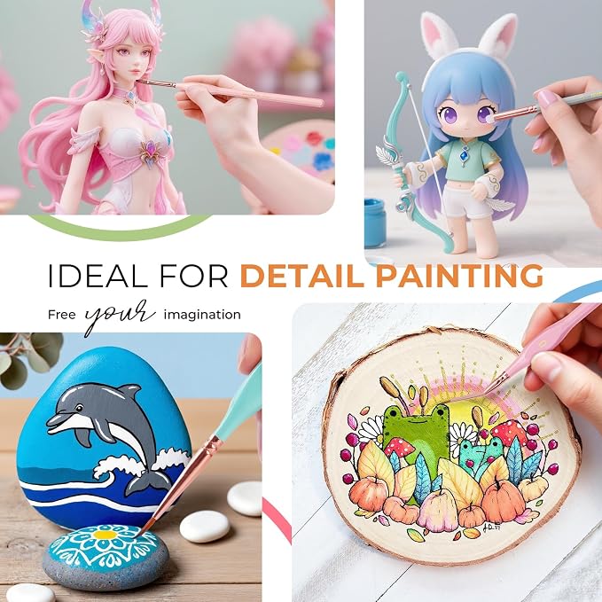 Nicpro 21PCS Fine Detail Paint Brush Drybrush Set, Aesthetic Pastel Fine Tip - Image 7