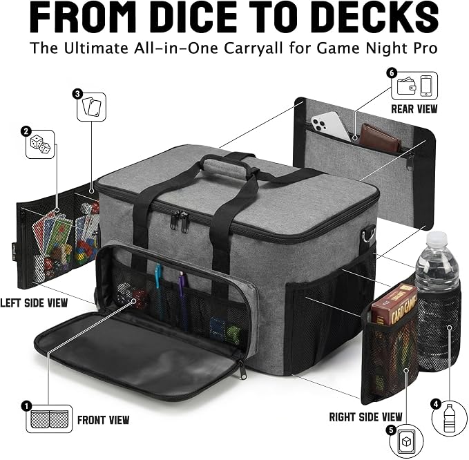 Board Game Bag with Multi-Pockets – Convertible Tote & Shoulder Carry, Includes - Image 2