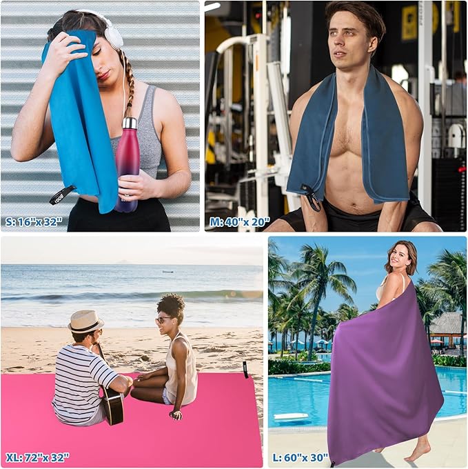 BOGI Microfiber Travel Sports Towel - Quick Dry, Soft Lightweight, Compact for Camping, Gym, Yoga, Swimming, Backpacking (L:60''x30''+16''x16'' - Orange)