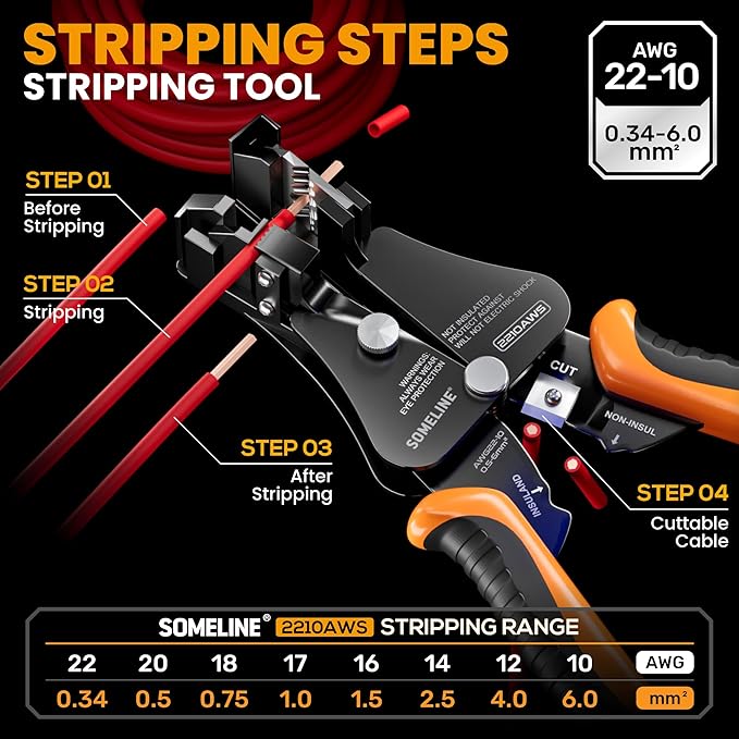SOMELINE Crimping Tool for Insulated Electrical Wire Connectors Kit, with 51 Sizes Wire Terminals and 22-10 AWG Ratchet Crimping Pliers and Stripping Pliers – for Automotive & Electrical Repairs