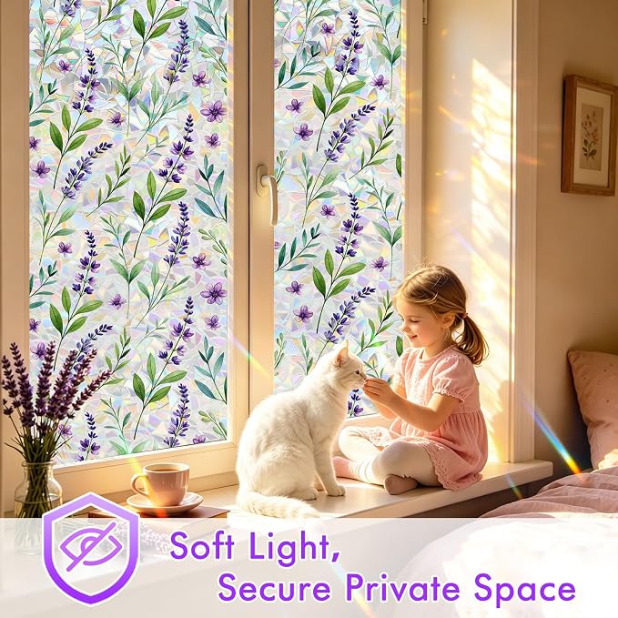 SOMWISE Rainbow Window Privacy Film, Heat Control, UV Blocking, Anti-Glare - Image 5