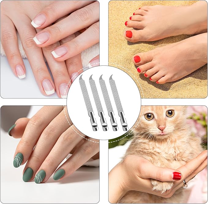 Metal Nail Files for Natural Nails, Mabor Stainless Steel Fingernail File with Pointed Tip Professional Double Sided Curved Nail Filer for Nails Travel Nail File with PU Leather Case