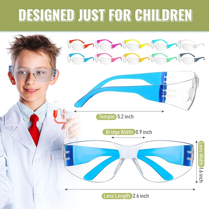 Macarrie 100 Pcs Kids Safety Glasses Bulk Safety Goggles for Children Laboratory Sport Shooting