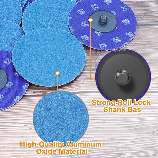 SUNJOYCO 90PCS 3 Inch Quick Change Grinding Discs, Zirconia Die Grinder Sanding Discs, Roll Lock Abrasive Disc with 1/4 Inch Shank, Surface Conditioning Disc, 36 60 80 Grit
