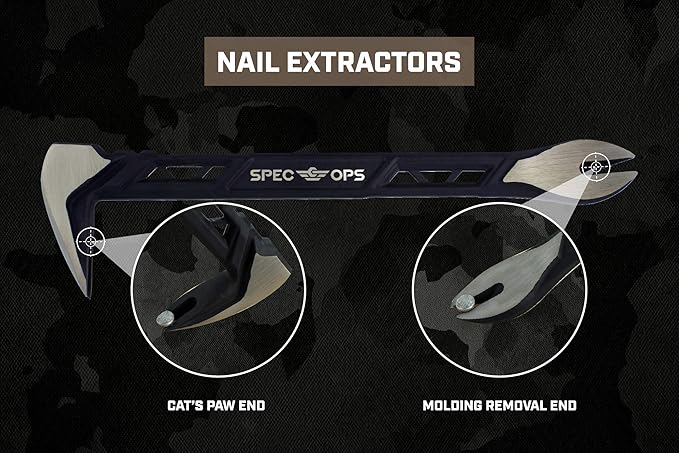Spec Ops Tools 10" Nail Puller Cats Paw Pry Bar, High-Carbon Steel, 3% Donated to Veterans,