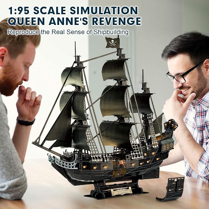3D Puzzle for Adults Moveable LED Pirate Ship - Image 3