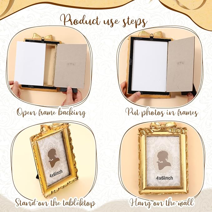 Vicenpal 3 Pcs Tiny Picture Ornate Frames 4 x 6 Inch Small Vintage Oval Picture - Image 6