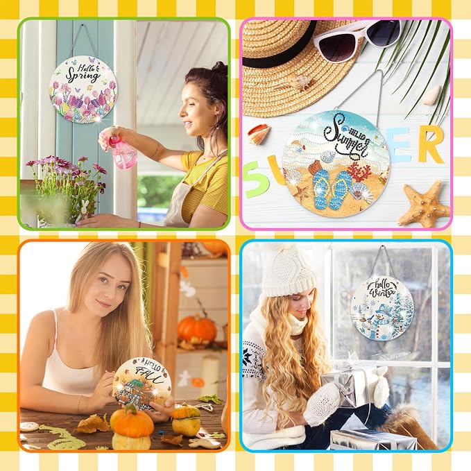 Cinnvoice 12 Pcs Summer Seasonal Diamond Art Hanging Ornament Kit - Image 5