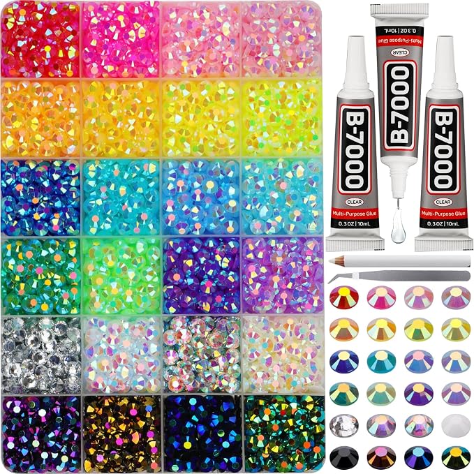 4000Pcs 6mm Rhinestones Gems for Bedazzling Bedazzled Crafting, Rainbow by Worthofbest