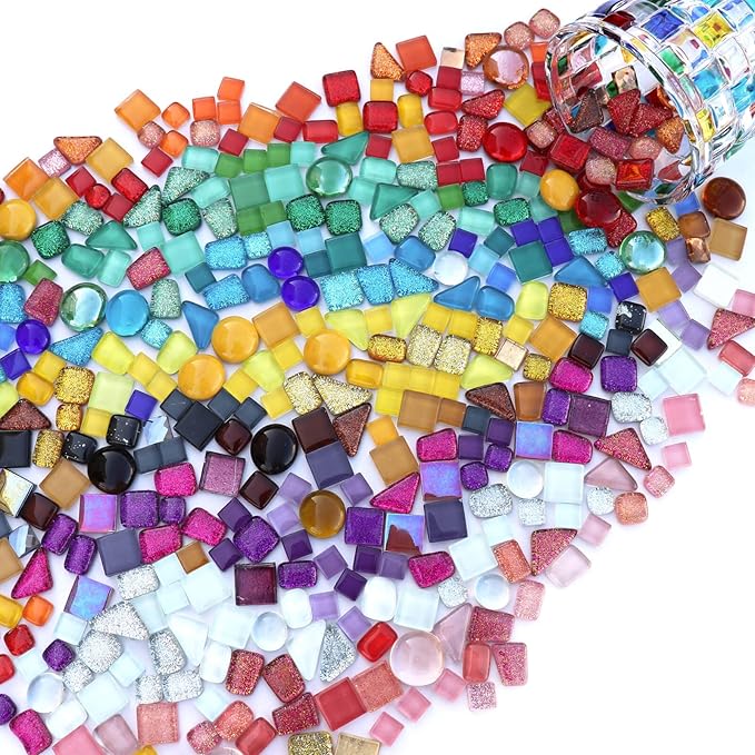 LITMIND 1.1LB Assorted Colors Irregular Crystal Glass Mosaic Tiles - Image 6