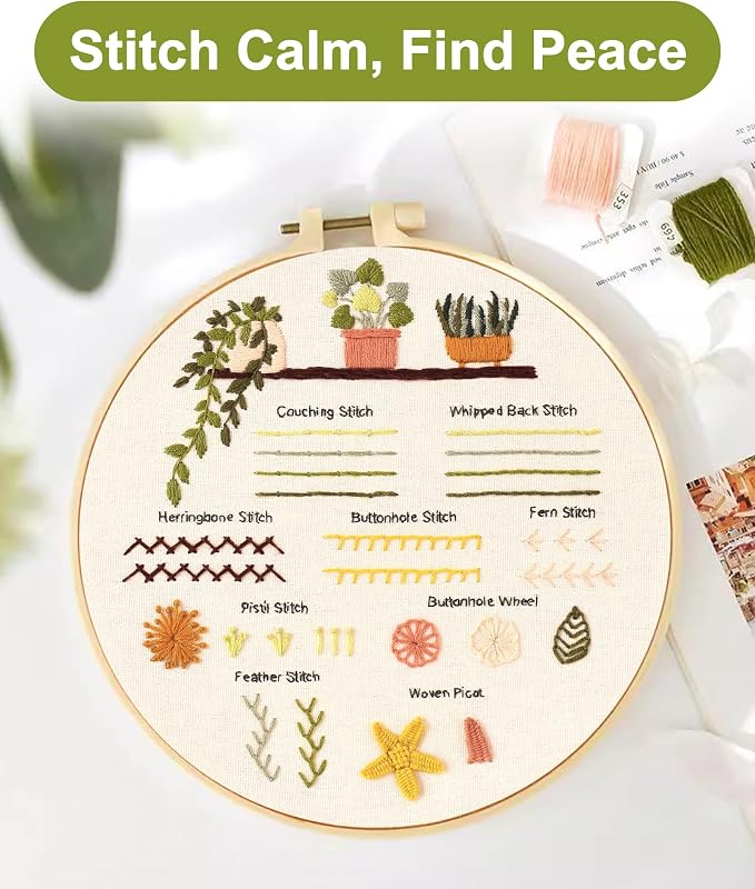 Santune 3 Sets Embroidery Kit for Beginners Adults, Learn Over 30 Different - Image 5