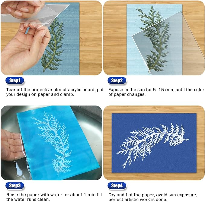Sun Print Paper Kit Cyanotype Paper, 24 Sheets Cyanotype Papers - Image 7