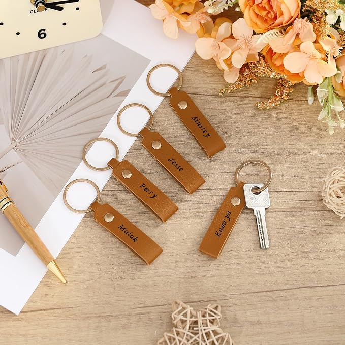 Wavyknot 50 Pcs PU Leather Keychain Blanks Bulk Laser Engraving Blanks Keychain - Image 3