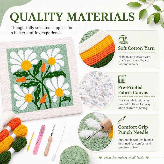 HRTHRT Punch Needle Kit for Beginners, 9.8" Frame Yarn Craft Set. | Punch - Image 8