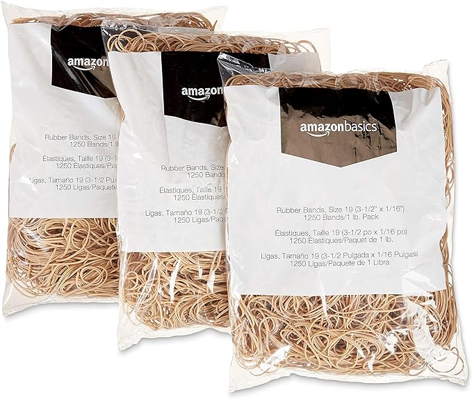 Amazon Basics Rubber Bands, Office Supplies, Size 19, 1250 Bands/1 lb. Pack - Image 3