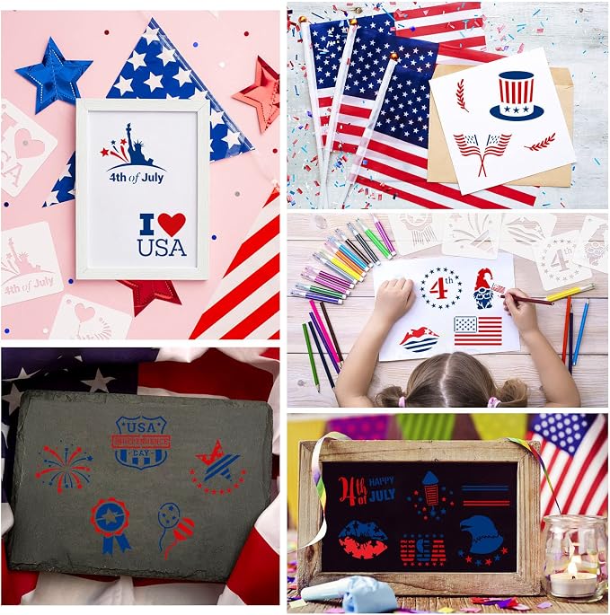 Augshy 56 Pack 4th of July Patriotic Stencils - Image 7