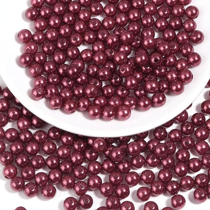 500pcs Wine Red 8mm Pearl Beads by chuyau