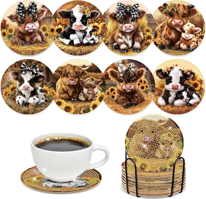 Sitsink Cow Diamond Art Coasters by SitsinkArtCraftsTools