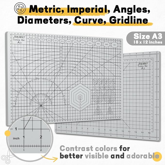 Premium Self Healing Cutting Mat 18'' x 12'', A3 Non-slip Sewing Mat - Image 2