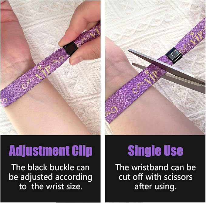 100 Pcs VIP Cloth Event Wristband, Disposable VIP Wristbands for Events, Colored VIP Wristbands Events,for Lightweight Concert,Club Entrance Wrist Strap Party Wristband Event (Color : Purple)