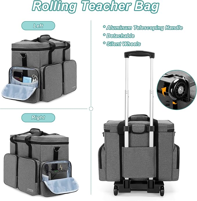 CURMIO Rolling Teacher Tote Bag - Image 4