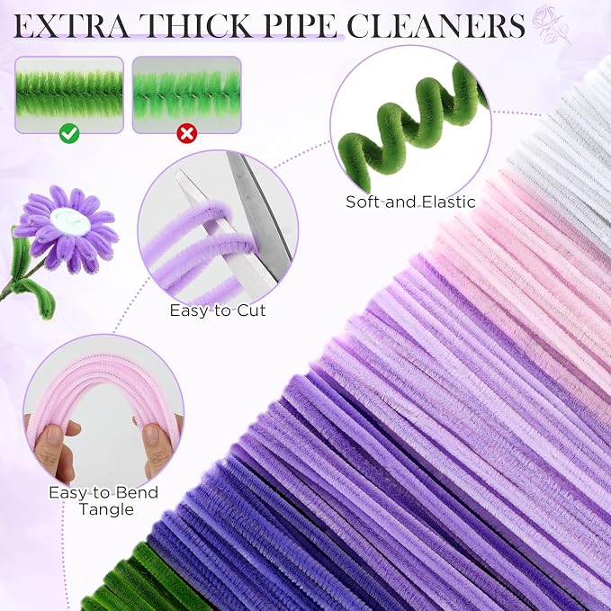 Funtopia Pipe Cleaner Flowers, Pipe Cleaner Flower Kit - Image 3