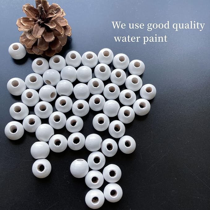 240Pcs White Wood Beads 16mm - Image 4