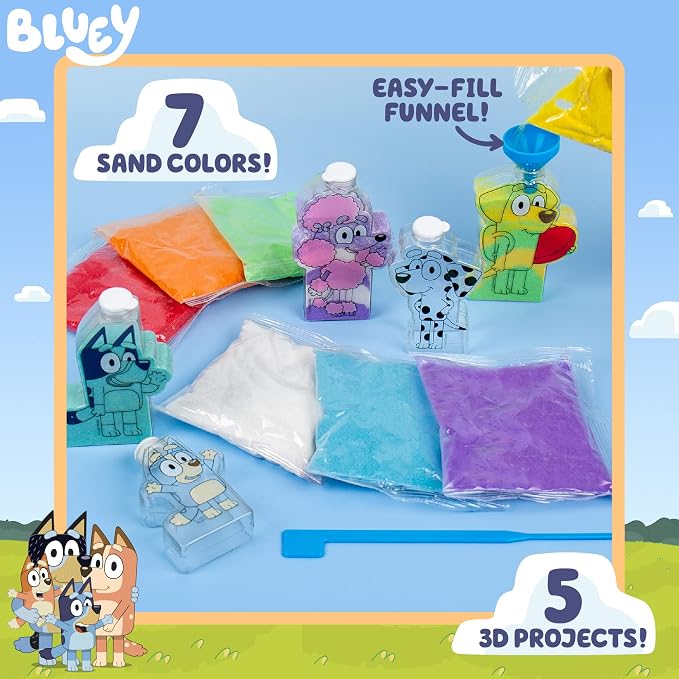 Bluey Sand Art Kit, Includes 5 Sand Art Bottles & 7 Colored Sands, Create Your - Image 2