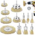 Wire Brush for Drill Set, 12Pcs Cup, Wheel & End Brush Kit with 1/4” Shank, Brass Coated Drill Brush Attachments for Rust Removal, Stripping, and Abrasive