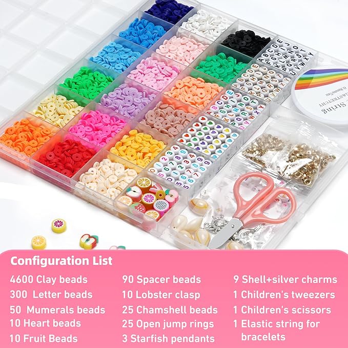 Redtwo 5100 Clay Beads Bracelet Making Kit, Flat Preppy Beads - Image 4