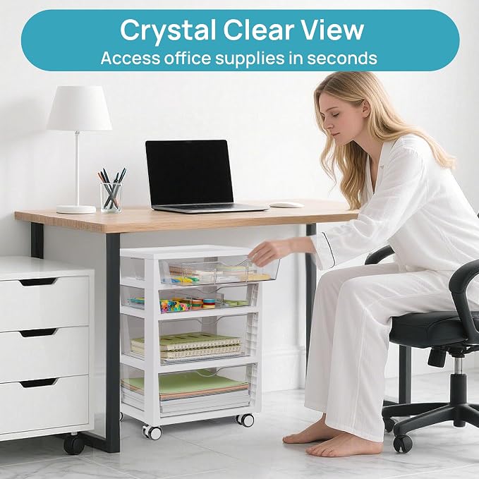 Vtopmart Plastic Drawer Storage Rolling Cart - Image 8