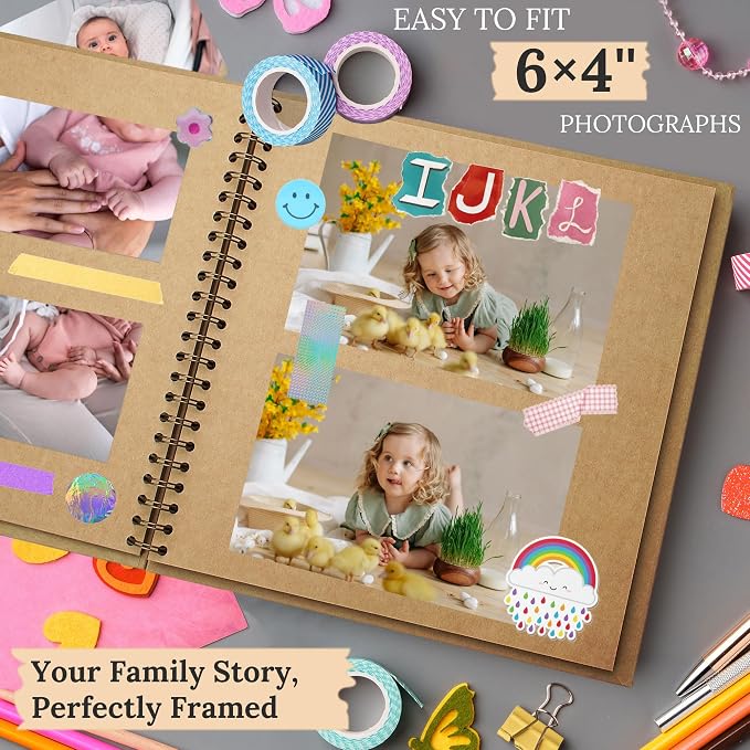 Scrapbook 10x10 Inch DIY Scrapbook Album Hardcover Kraft Paper 40 pages/20 - Image 5