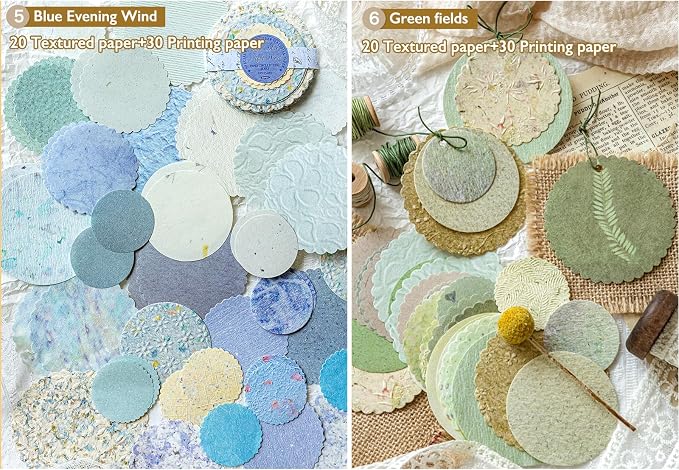 300Pcs Scrapbook Supplies Kit, Round Edge Colorful Textured Embossed Rice - Image 4