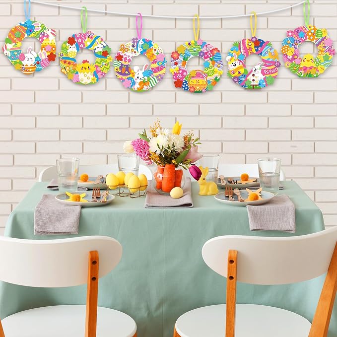 Hollowfly 48 Sets Easter Wreath Craft Kits DIY Wreath Hanging Ornaments Make - Image 6