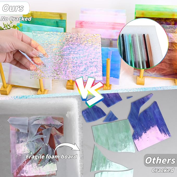 36 Sheets Opaque Stained Glass Bulk Variety Pack, 4 x 6 Inch Mosaic Glass Tiles - Image 5