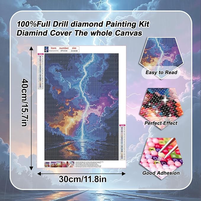 VeGuude Diamond Art Kits for Adults, Colorful Lightning 5D Diamond Painting - Image 3