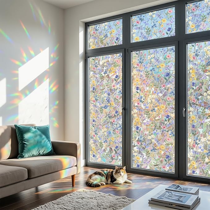 Rainbow Window Film, Static Cling Decorative Window Sticker, Non-Adhesive - Image 5