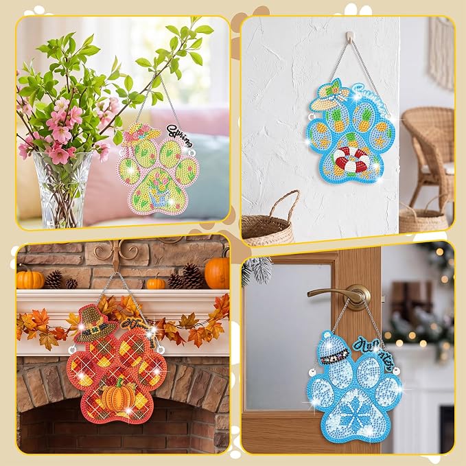Cinnvoice 12 Pcs Summer Seasonal Diamond Art Hanging Ornament Kit - Image 4
