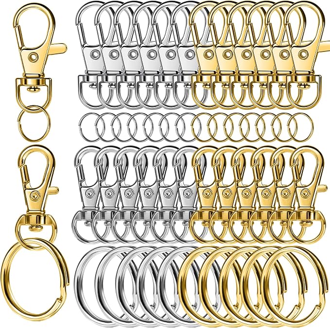 LEOBRO 60 PCS Lobster Claw Clasps and Key Rings, Keychain Clips and Key Chain by LEOBRO
