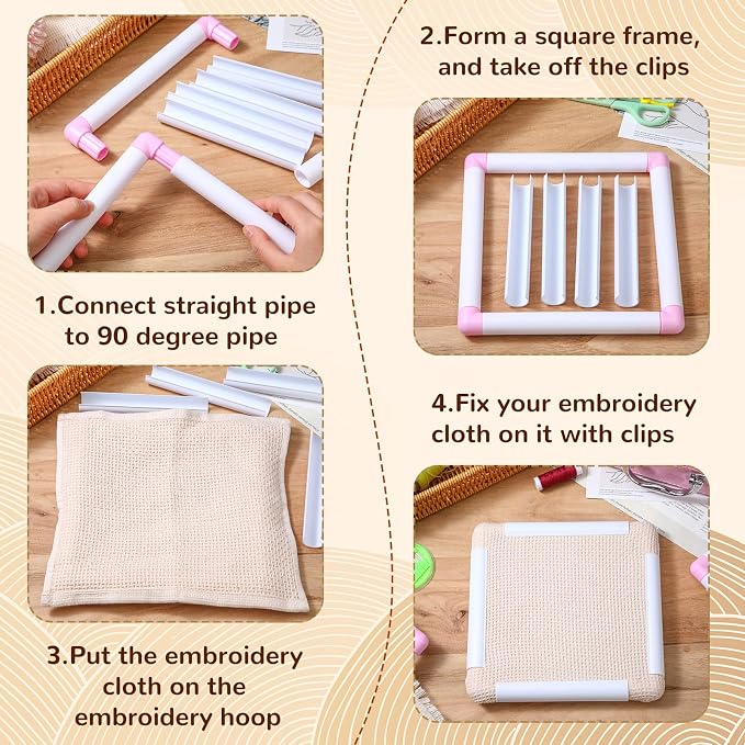Janinka Embroidery Hoop 3 Pcs Cross Stitch Hoops and Frames White Rectangular - Image 4