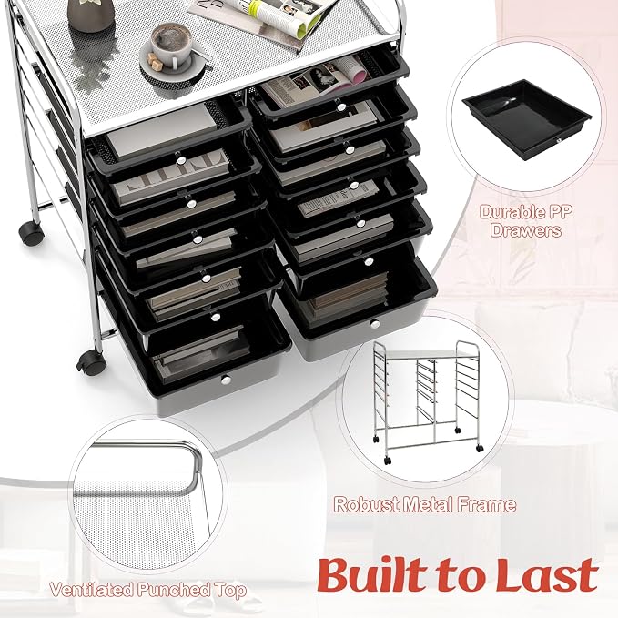 BECOMFORT 12-Drawer Rolling Cart - Image 6