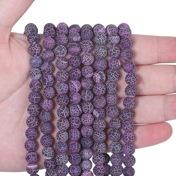 60pcs Natural Matte Purple Oxidized Gemstone Beads，6mm Frosted Round Loose - Image 3