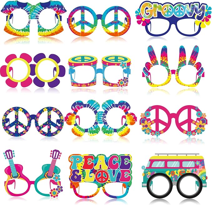 Pajean 36 Pcs 60s Party Decorations 60's Photo Booth Prop 60 Hippie Themed by Pajean