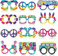 Pajean 36 Pcs 60s Party Decorations 60's Photo Booth Prop 60 Hippie Themed by Pajean