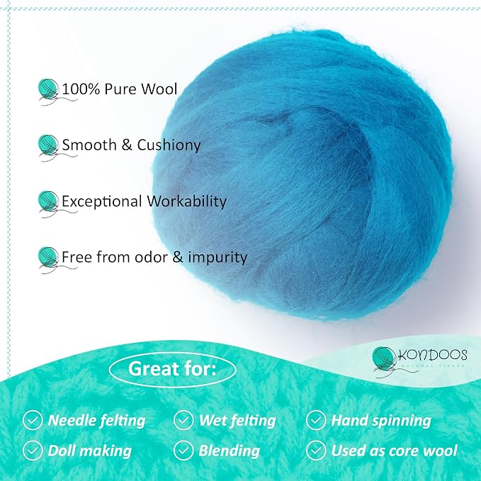 Kondoos Natural Wool roving, 2 OZ. Best Wool - Image 3
