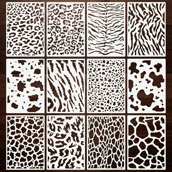 Texture Stencils for Crafts Reusable 12Pcs Stencils | DIY Art Painting Stencil by Unknown