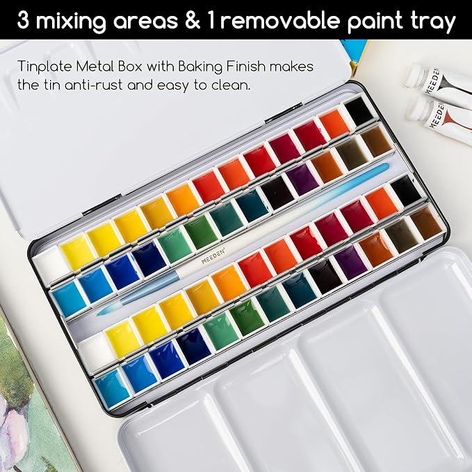 MEEDEN Empty Watercolor Tin Palette: Portable Watercolor Palette Paint Case - Image 3