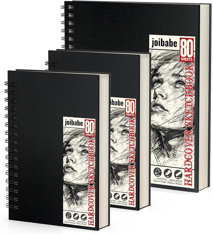 2PACK 5.5x8.5 and 1Pack 9 x 11 inches Hardcover Sketch Book，3 Pack by Joibabe