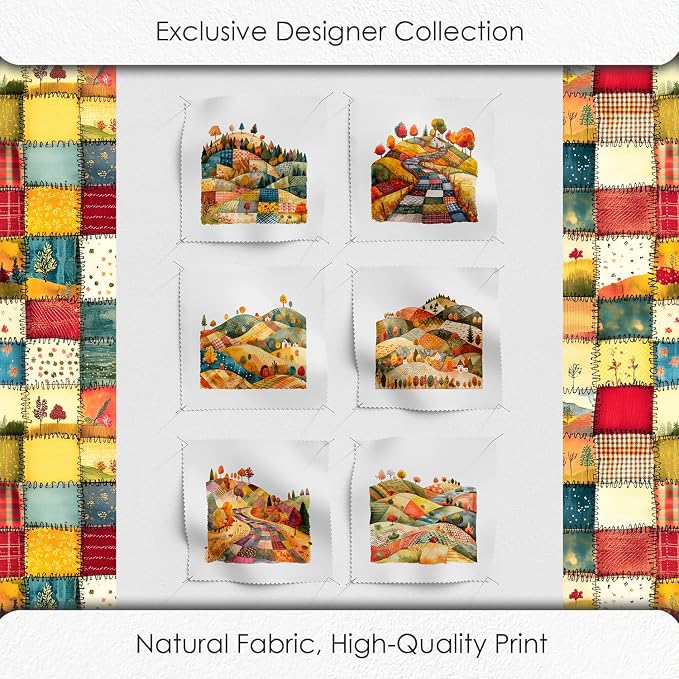Patchwork Autumn Landscape Cotton Fabric Panel – 6 Designs + Bonus Sheet - Image 5