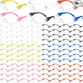 96 Pairs Clear Safety Glasses Bulk Adult Safety Goggles Unisex Eye Protection Glasses Impact Resistant Protective Eyewear with Assorted Color Frame for Men Women Lab Construction Carpentry Shooting